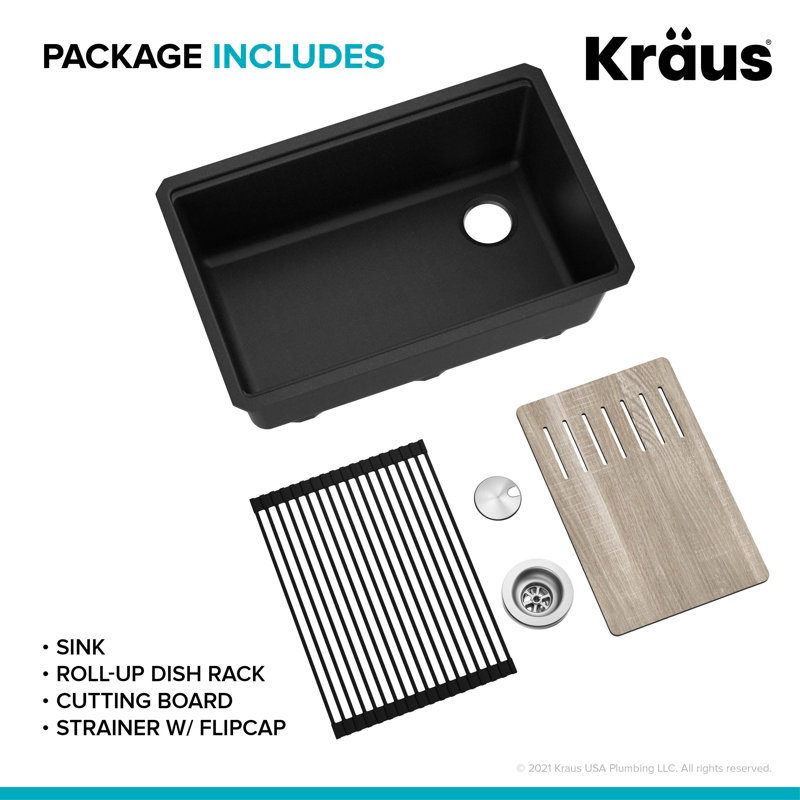 Kraus 30 in. KRAUS Bellucci Workstation Undermount Granite Composite Single Bowl Kitchen Sink